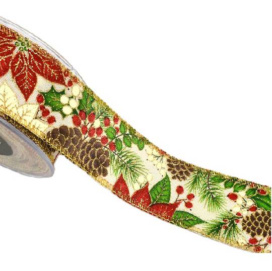 Ribbon 9mt, 43mm Holly Seasons * ETA Nov